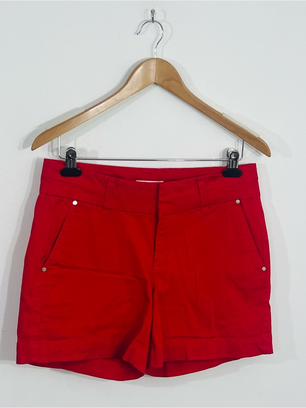 Westport 1962 Red Chino Shorts Mid Rise Twill Stretch Pockets Size 8 Casual
